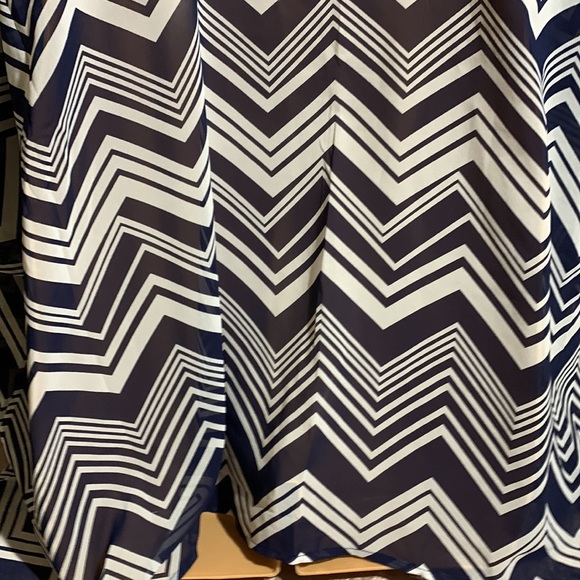 Ruby Ribbon Sheer Cardigan Top White Navy Blue Chevron Print One Size - Picture 12 of 15